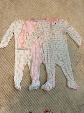 cloud island Pink & White Heart and Floral Footed One-Piece